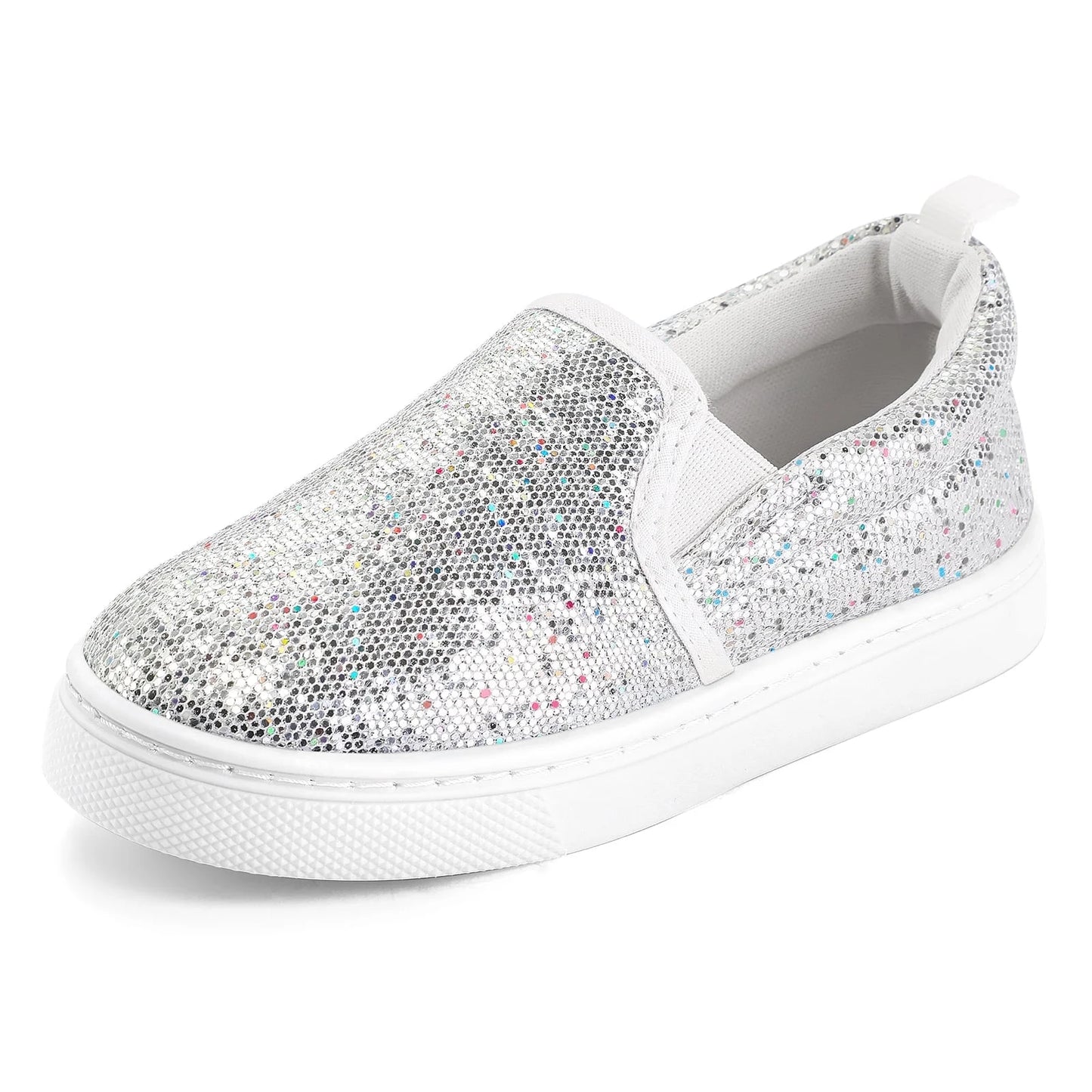 Kid'S Slip on Sneakers Grey Girls Canvas Walking Shoes Size 2