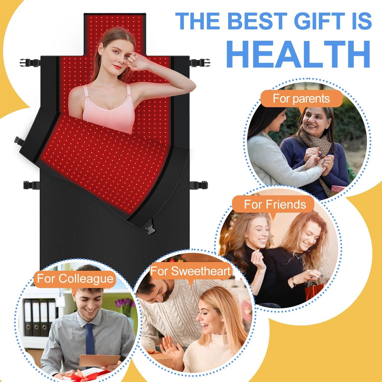 2025 New Dual Wavelength LED Beads 660Nm&850Nm Red Light Therapy Mat Full Body Used to Relieve Pain 73''X 33''