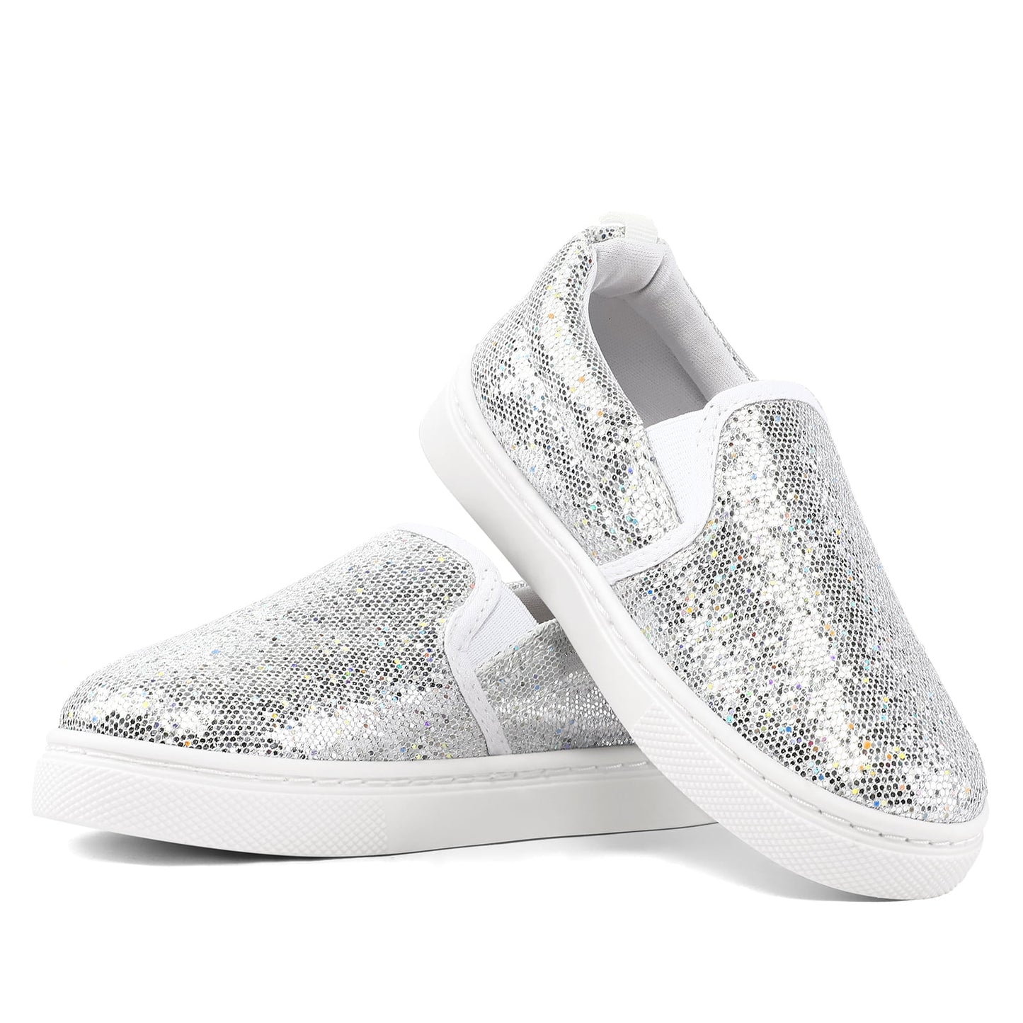 Kid'S Slip on Sneakers Grey Girls Canvas Walking Shoes Size 2