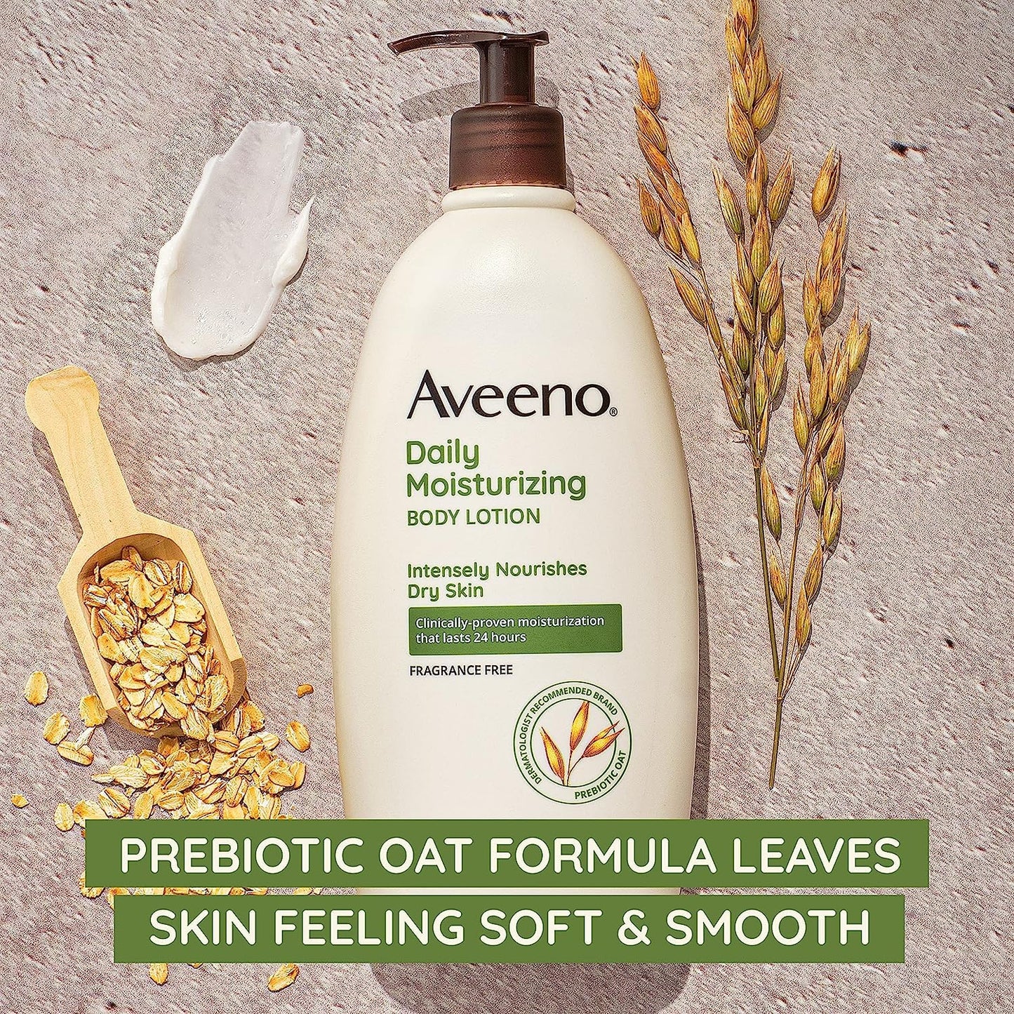 Daily Moisturizing Body Lotion for Dry Skin with Prebiotic Oat, Fragrance & Paraben Free, Non-Greasy, Non-Comedogenic, for Sensitive Skin & 72-Hour Moisturizer 18 Fl Oz