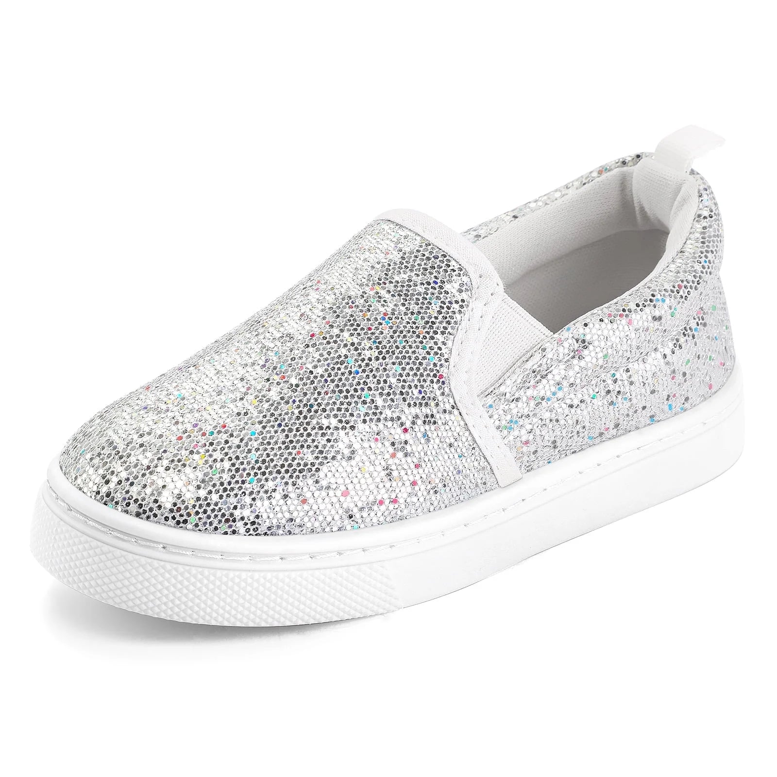Kid'S Slip on Sneakers Grey Girls Canvas Walking Shoes Size 2