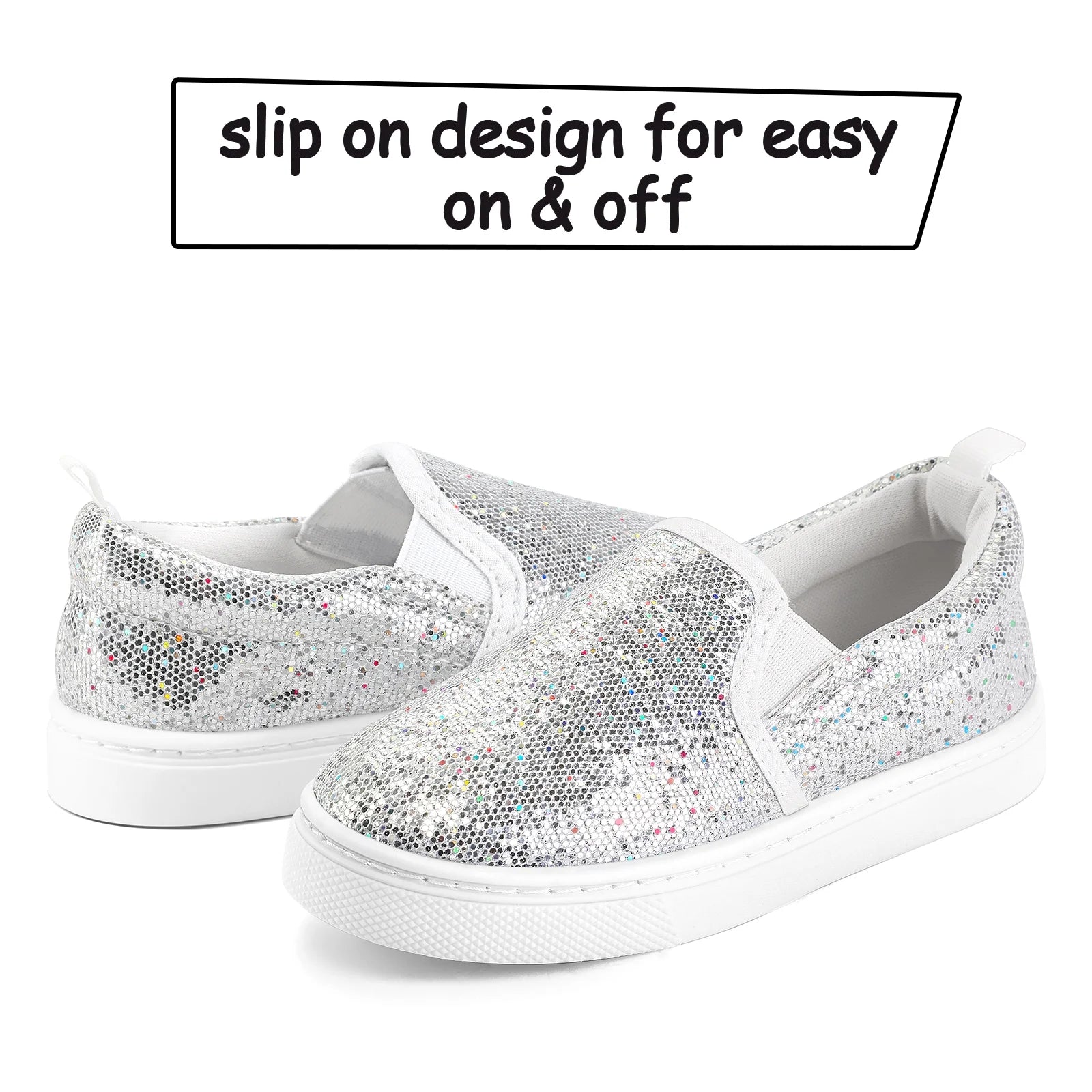 Kid'S Slip on Sneakers Grey Girls Canvas Walking Shoes Size 2