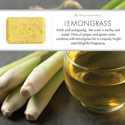 Artisanal Soap Bar, Enriched with Organic Shea Butter, Natural French Skincare, Quad Milled for Rich Smooth Lather, 8.8 Ounce, Lemongrass