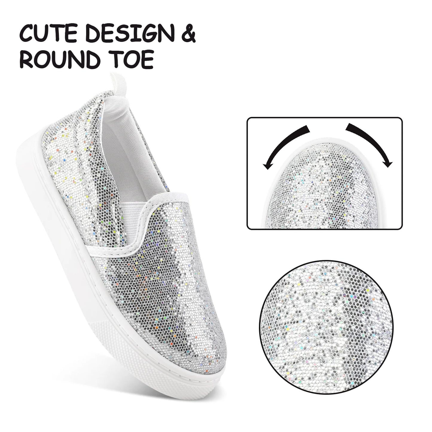 Kid'S Slip on Sneakers Grey Girls Canvas Walking Shoes Size 2