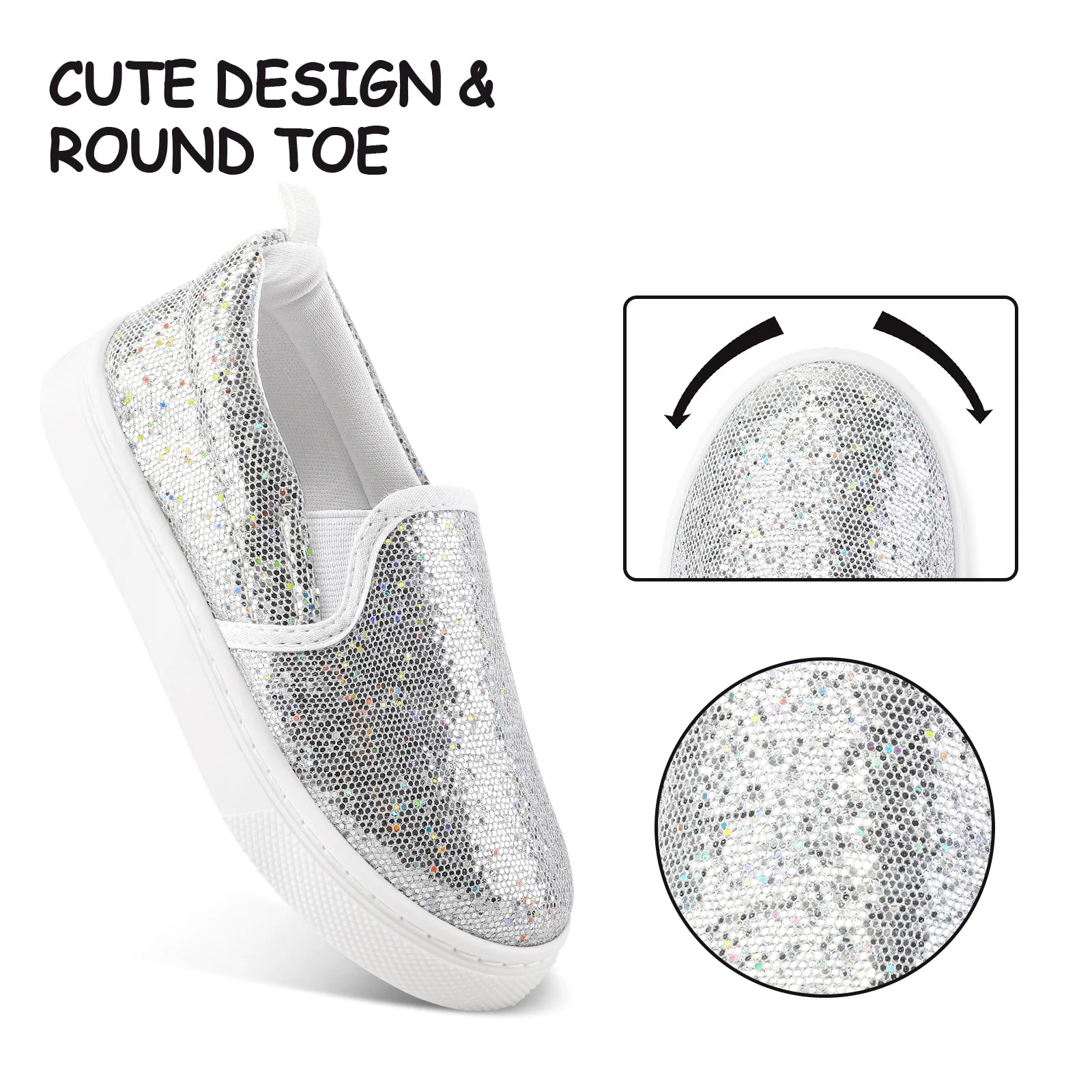 Kid'S Slip on Sneakers Grey Girls Canvas Walking Shoes Size 2