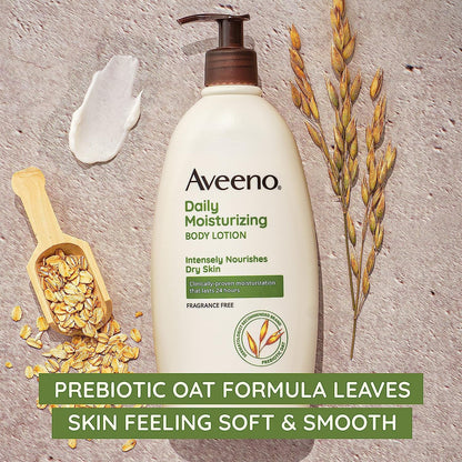 Daily Moisturizing Body Lotion for Dry Skin with Prebiotic Oat, Fragrance & Paraben Free, Non-Greasy, Non-Comedogenic, for Sensitive Skin & 72-Hour Moisturizer 18 Fl Oz