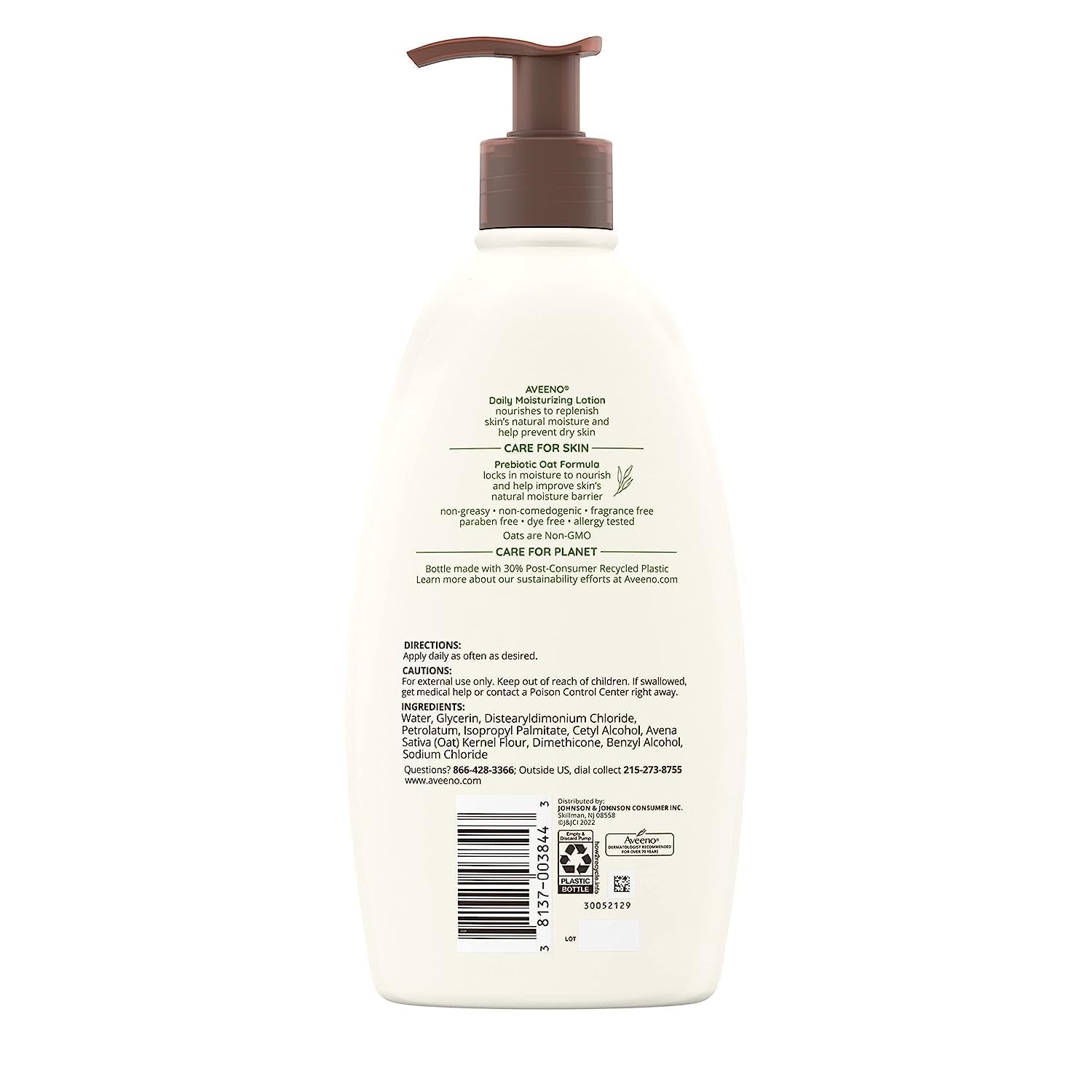 Daily Moisturizing Body Lotion for Dry Skin with Prebiotic Oat, Fragrance & Paraben Free, Non-Greasy, Non-Comedogenic, for Sensitive Skin & 72-Hour Moisturizer 18 Fl Oz
