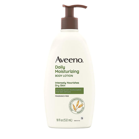 Daily Moisturizing Body Lotion for Dry Skin with Prebiotic Oat, Fragrance & Paraben Free, Non-Greasy, Non-Comedogenic, for Sensitive Skin & 72-Hour Moisturizer 18 Fl Oz
